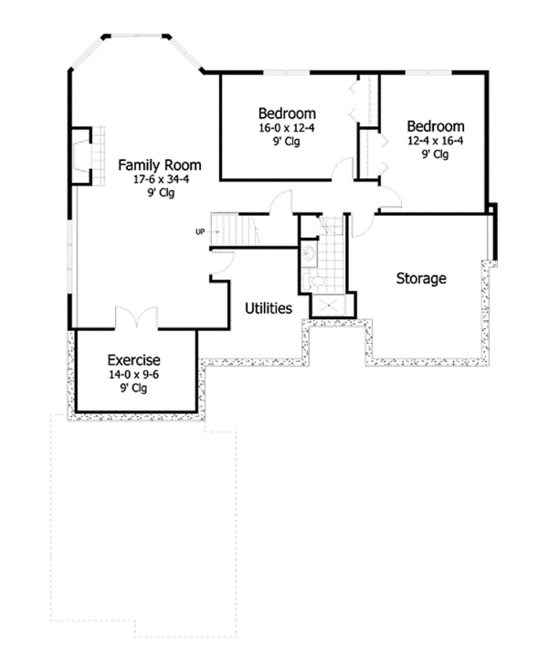 House Plan Design - Ranch Floor Plan - Lower Floor Plan #51-1063