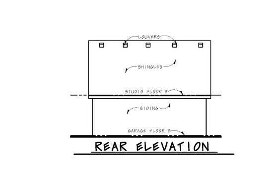 Exterior - Rear Elevation for Traditional House Plan #20-2308, 1 bath
