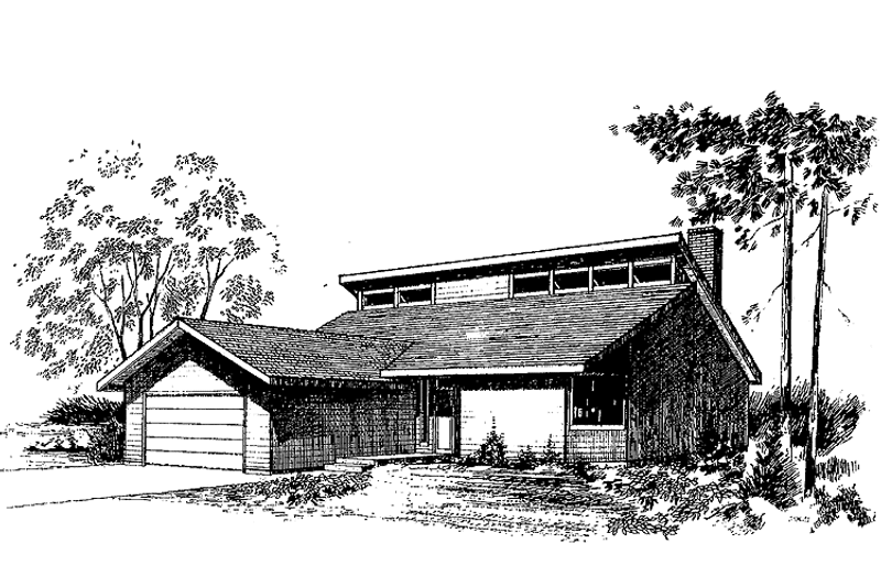 Home Plan - Exterior - Front Elevation 3 for Contemporary House Plan #60-949 - 2 bed, 2 bath