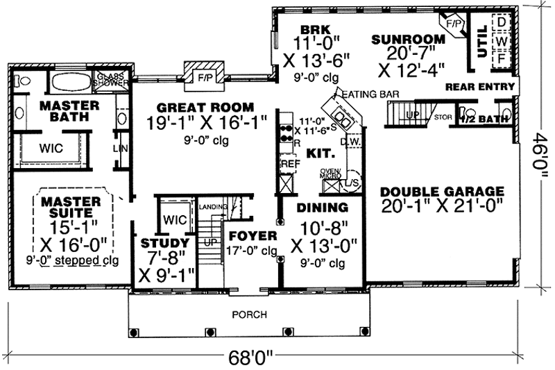 Home Plan - Floor Plan - Main Floor for Country House Plan #34-260 - 4 bed, 3.5 bath