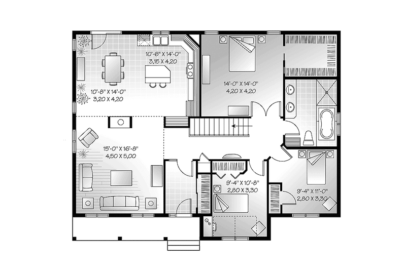 Home Plan - Floor Plan - Main Floor for Country House Plan #23-2499 - 3 bed, 1 bath