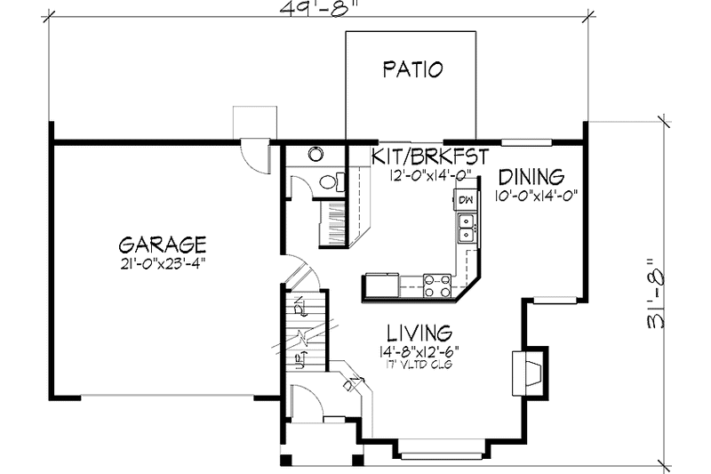 Home Plan - Floor Plan - Main Floor for Prairie House Plan #320-1068 - 3 bed, 2.5 bath