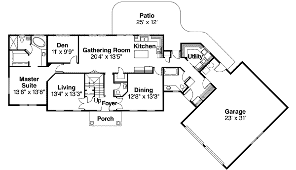 Architectural House Design - Colonial Floor Plan - Main Floor Plan #124-464