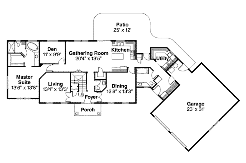 House Plan Design - Floor Plan - Main Floor for Colonial House Plan #124-464 - 6 bed, 4.5 bath
