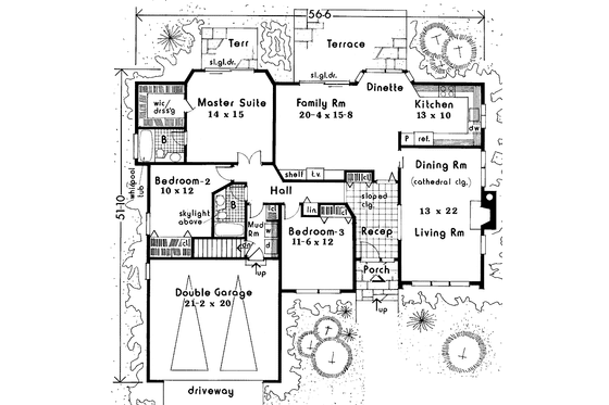 Floor Plan - Main Floor for Traditional House Plan #3-342 - 3 bed, 2 bath