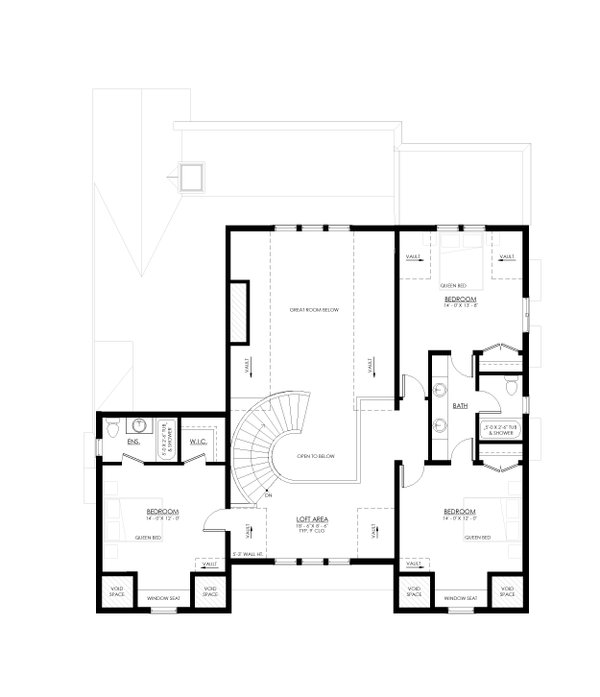 House Blueprint - European Floor Plan - Upper Floor Plan #1114-13
