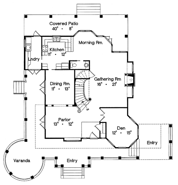 House Design - Victorian Floor Plan - Main Floor Plan #417-791