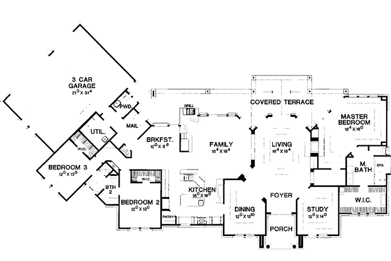 Dream House Plan - Floor Plan - Main Floor for Contemporary House Plan #472-300 - 3 bed, 2.5 bath