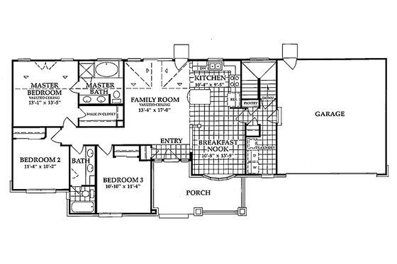 Floor Plan - Main Floor for Country House Plan #942-9 - 3 bed, 2 bath