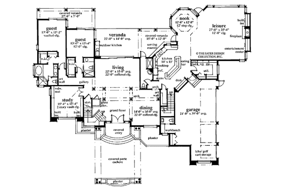 Floor Plan - Main Floor for Mediterranean House Plan #930-99 - 4 bed, 5.5 bath