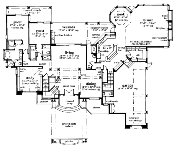 Architectural House Design - Mediterranean Floor Plan - Main Floor Plan #930-99