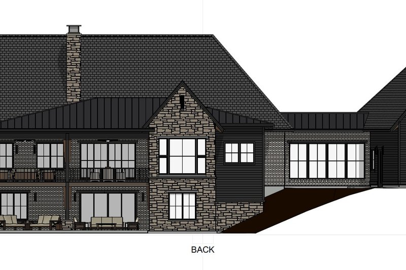 Home Plan - Exterior - Rear Elevation 1 for Tudor House Plan #1069-37 - 2 bed, 2.5 bath