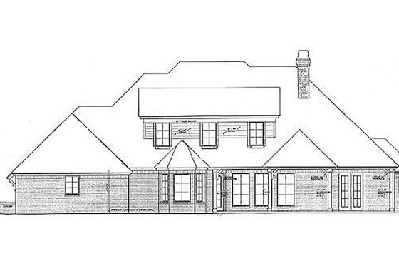Exterior - Rear Elevation for European House Plan #310-696 - 3 bed, 3 bath