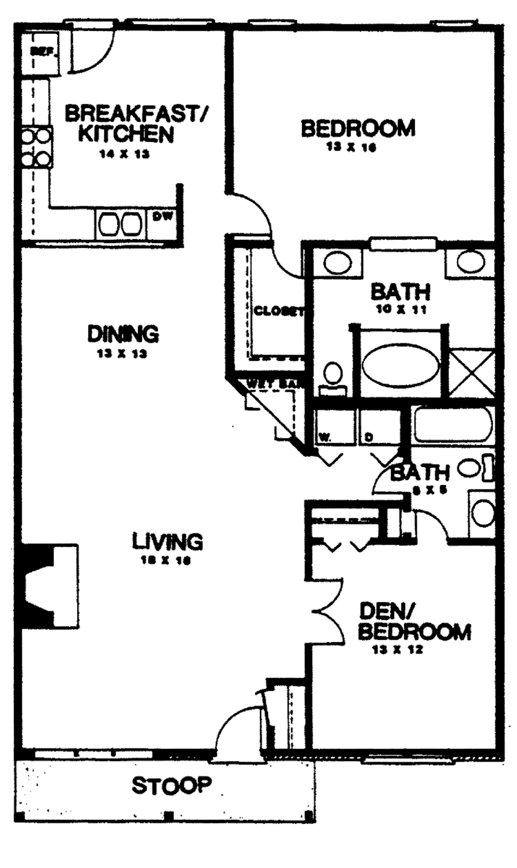 Country Style House Plan 2 Beds 2 Baths 1350 Sq/Ft Plan