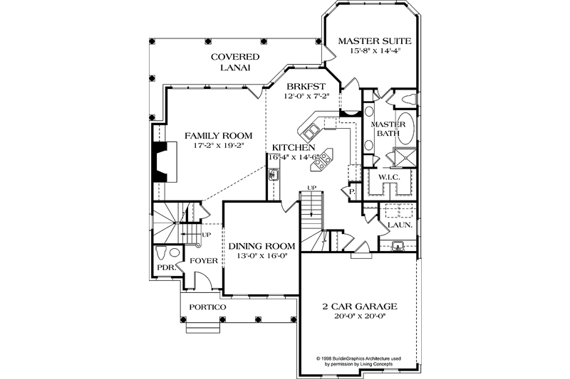 Architectural House Design - Floor Plan - Main Floor for Country House Plan #453-555 - 4 bed, 3.5 bath