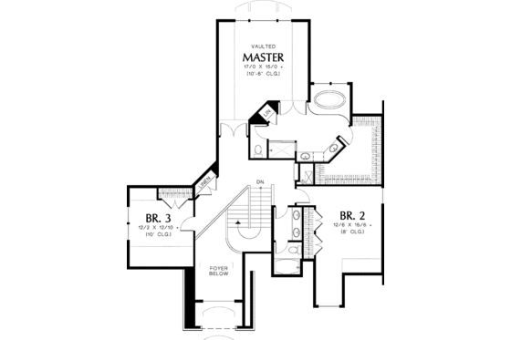 Floor Plan - Upper Floor for European House Plan #48-827 - 3 bed, 2.5 bath