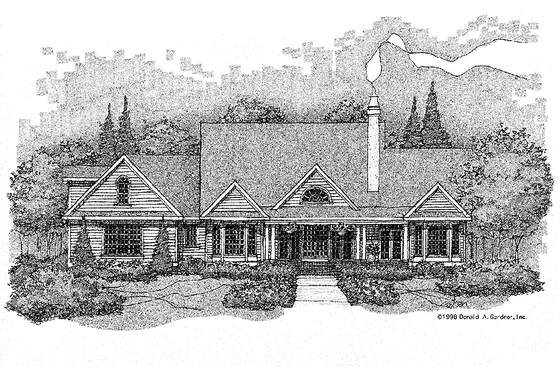 Exterior - Rear Elevation for Country House Plan #929-409 - 4 bed, 4.5 bath