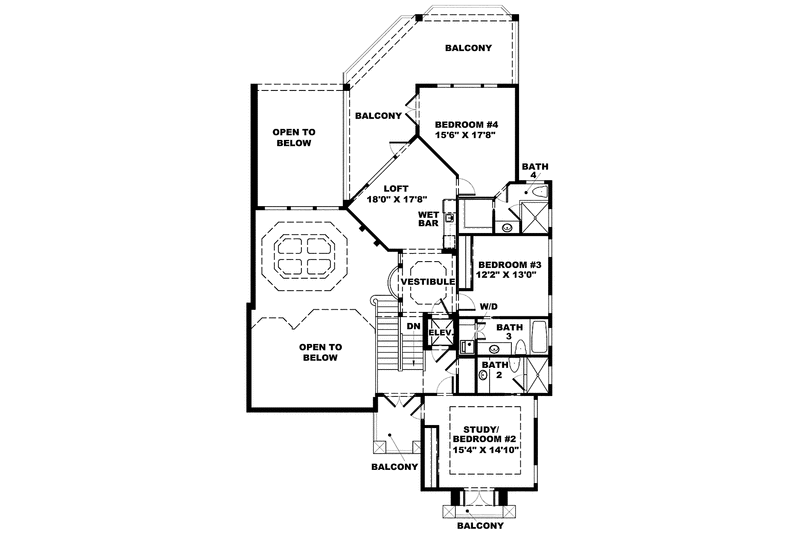Home Plan - Floor Plan - Upper Floor for Mediterranean House Plan #1017-155 - 4 bed, 4 bath