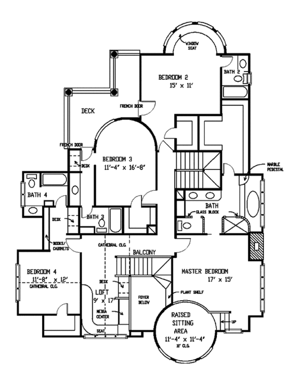 Craftsman Floor Plan - Upper Floor Plan #410-3581