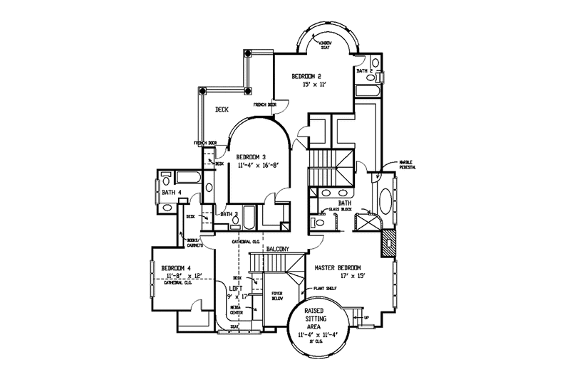 Dream House Plan - Floor Plan - Upper Floor for Craftsman House Plan #410-3581 - 4 bed, 4.5 bath