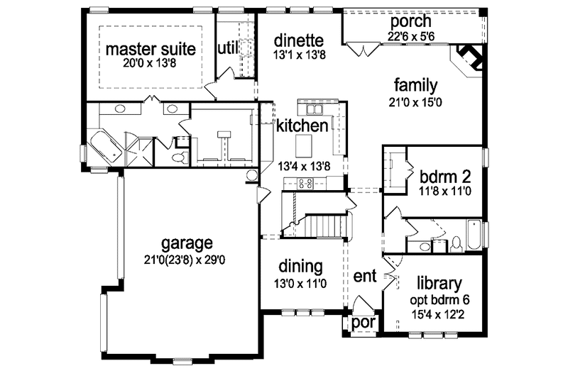 Home Plan - Floor Plan - Main Floor for Tudor House Plan #84-735 - 5 bed, 4 bath