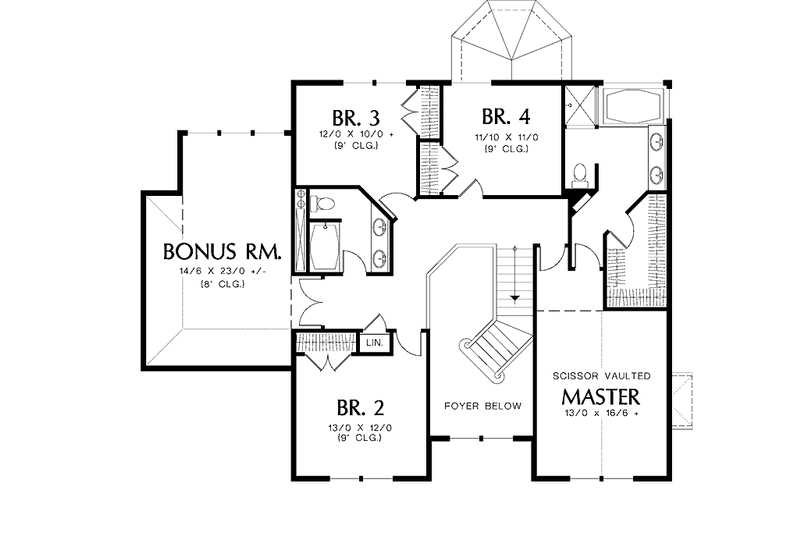 Architectural House Design - Floor Plan - Upper Floor for Victorian House Plan #48-800 - 4 bed, 2.5 bath