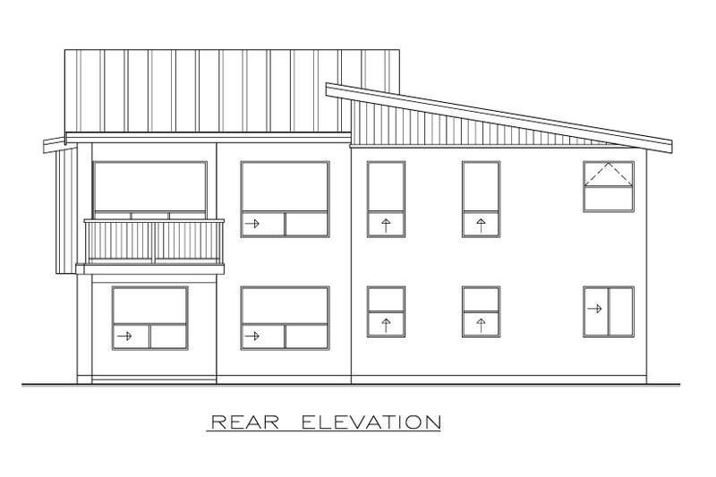 Architectural House Design - Exterior - Rear Elevation for Contemporary House Plan #1100-77 - 3 bed, 2 bath