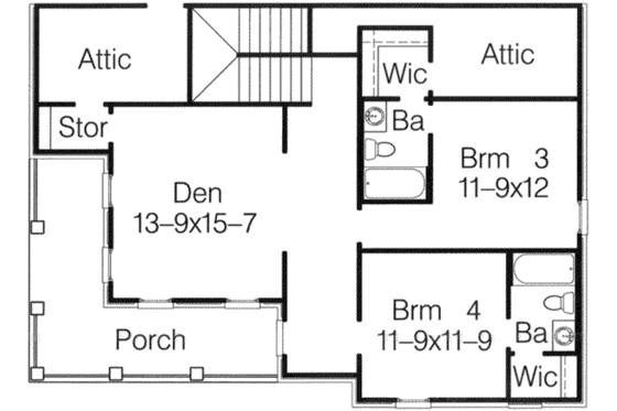 Floor Plan - Upper Floor for Southern House Plan #15-288 - 4 bed, 4 bath