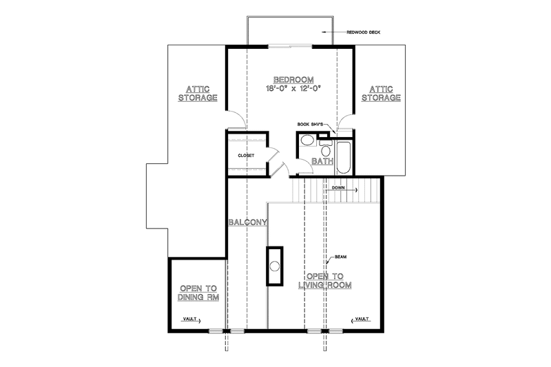 Home Plan - Floor Plan - Upper Floor for Contemporary House Plan #45-496 - 3 bed, 2 bath