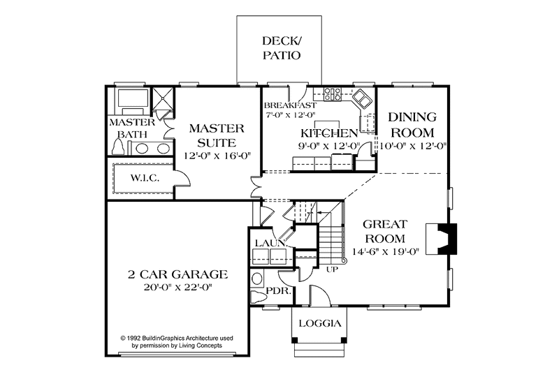 Architectural House Design - Floor Plan - Main Floor for Country House Plan #453-337 - 3 bed, 2.5 bath