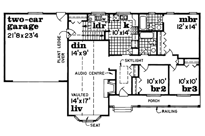 House Blueprint - Floor Plan - Main Floor for Country House Plan #47-762 - 3 bed, 2 bath