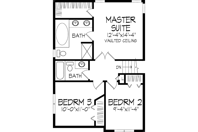 Architectural House Design - Floor Plan - Upper Floor for Traditional House Plan #51-713 - 3 bed, 3 bath