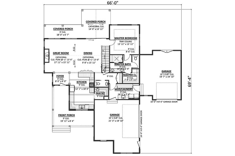 House Blueprint - Floor Plan - Main Floor for Farmhouse House Plan #1089-24 - 3 bed, 2.5 bath