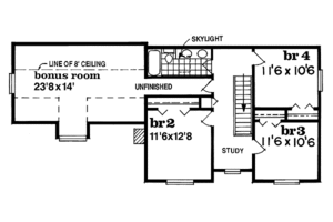 Floor Plan - Upper Floor for Country House Plan #47-275 - 4 bed, 2.5 bath
