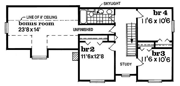 Country Floor Plan - Upper Floor Plan #47-275