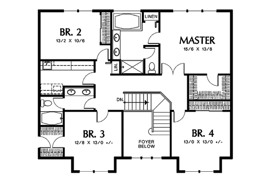 Floor Plan - Upper Floor for Craftsman House Plan #48-845 - 4 bed, 2.5 bath