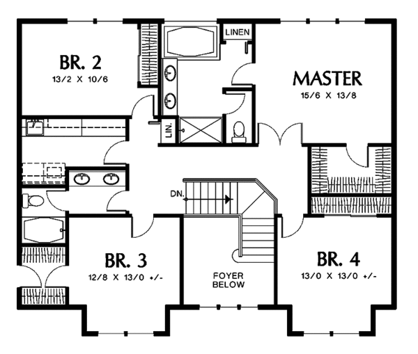Craftsman Floor Plan - Upper Floor Plan #48-845