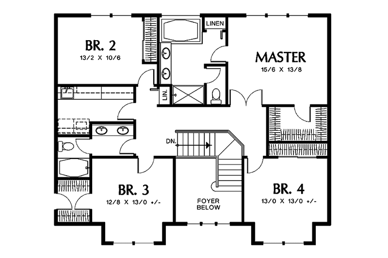 Home Plan - Floor Plan - Upper Floor for Craftsman House Plan #48-845 - 4 bed, 2.5 bath