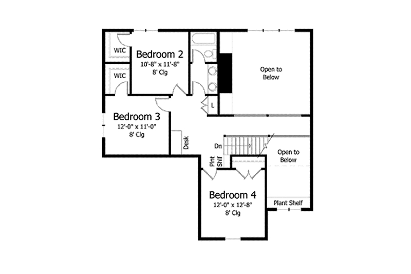 Home Plan - Floor Plan - Upper Floor for Colonial House Plan #51-1040 - 4 bed, 2.5 bath