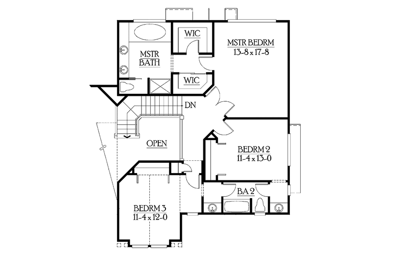 Home Plan - Floor Plan - Upper Floor for Craftsman House Plan #132-318 - 3 bed, 2.5 bath