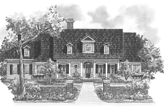 Exterior - Front Elevation 3 for Colonial House Plan #930-225 - 3 bed, 2 bath