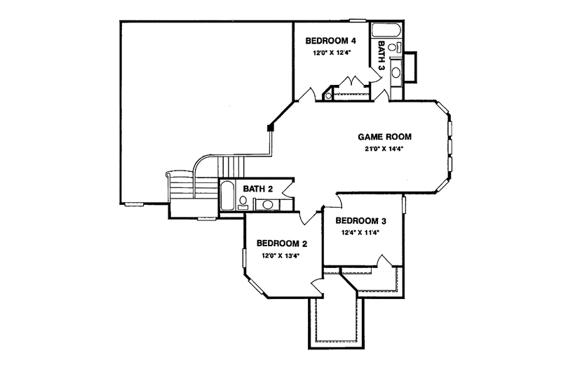 Home Plan - Floor Plan - Upper Floor for Mediterranean House Plan #952-30 - 4 bed, 3.5 bath
