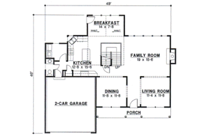 Floor Plan - Main Floor for Traditional House Plan #67-119 - 4 bed, 2.5 bath