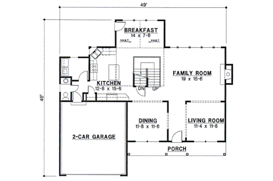 Floor Plan - Main Floor for Traditional House Plan #67-119 - 4 bed, 2.5 bath