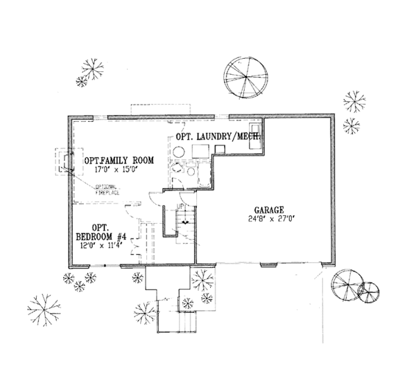 Architectural House Design - Colonial Floor Plan - Lower Floor Plan #953-123