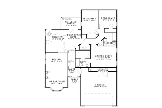 Floor Plan - Main Floor for Ranch House Plan #17-3200 - 3 bed, 2 bath