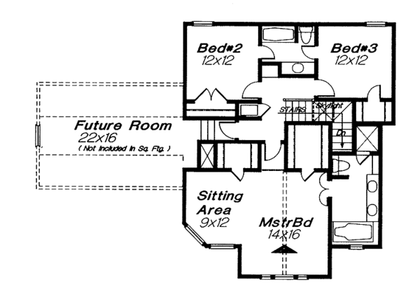 Architectural House Design - Traditional Floor Plan - Upper Floor Plan #310-1104