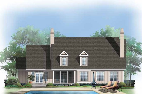 Exterior - Rear Elevation for Country House Plan #929-414 - 3 bed, 2.5 bath