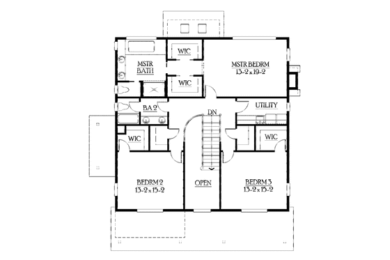Floor Plan - Upper Floor for Craftsman House Plan #132-405 - 3 bed, 2.5 bath