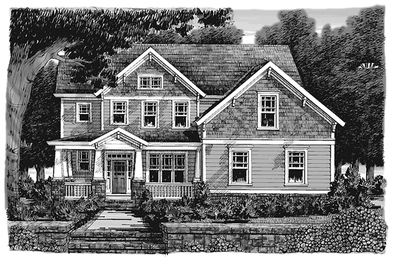 Exterior - Front Elevation 3 for Craftsman House Plan #927-902 - 4 bed, 3 bath